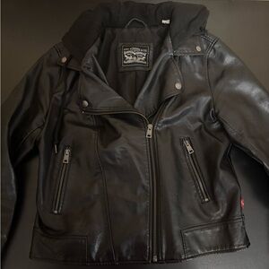 Levi's Black Leather Jacket with Red Tag